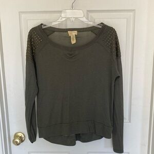 Limonata Women's Studded Top Size M Olive Green